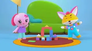 Fox and Rabbit Playing with Building Blocks