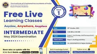 Intermediate Paper 5: A&E | Topic: Ch-2 : Audit Strategy, Audit Planning...| Session 1 |09 Oct, 2023