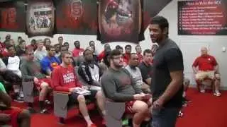 Russell Wilson talks to NC State Football