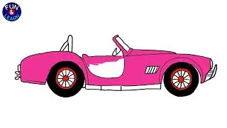 How to draw pink Vintage car for girls / easy car drawing step by step