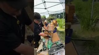 Building tapered stair frames for a curved staircase. 