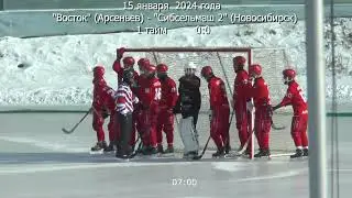 ХОККЕЙ С МЯЧОМ "ВОСТОК" Арсеньев -  "СИБСЕЛЬМАШ-2" Новосибирск  15 января 2024