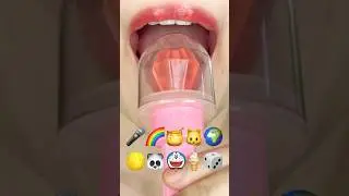 ASMR EMOJI FOOD 🎤🌈🍯🐱🌍🌕🐼🍦🎲 이모지 먹방 (sped up)