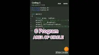 C Program Area of Circle | Area Of Circle in C | C Program Print Area OfCircle #shorts @WebCoding