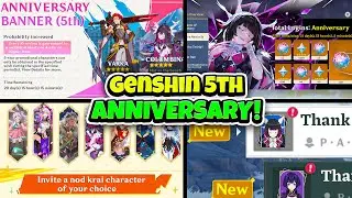 NEW!! 5TH ANNIVERSARY BANNER! Free Rewards, New Banner, Skins - Genshin Impact