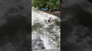 Surfing in English Garden, Eisbach, Munich, Germany #surf #surfing #germany #munich