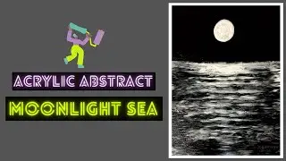 Landscape Painting Tutorial/ How to Paint Moonlight Sea/ Using Rubber Roller Technique