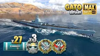 Submarine Gato: Huge 4700 base XP game - World of Warships