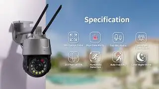 Ctronics 5MP WiFi PTZ Surveillance Camera with 30X Optical Zoom and 50m Color Night Vision