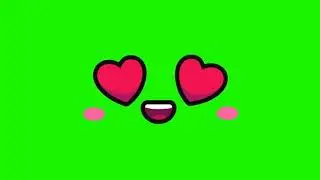 Emoji face love green screen.