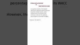 Optimal Capital Structure Vs Target Debt Ratio