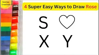 4 Super Easy Ways to Draw Rose Flower | Beginners Easy Rose Drawing Step-by-Step