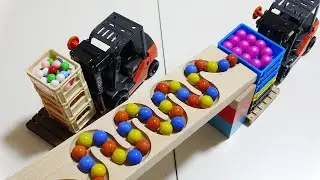 Marble Run Race ASMR ☆ HABA Slope, Dump Truck& Garbage Truck # 21