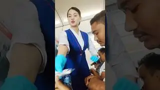 Cute Hostess in Airplane