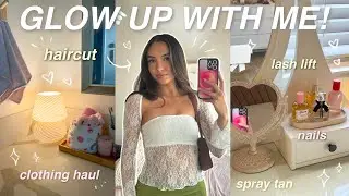 GLOW UP WITH ME FOR 2024! 🎀 haircut, spray tan, nails, lash lift, clothing haul, etc!