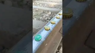 Train vs regular bottle iron cap #shorts #viral #youtubeshorts  #train #railway #ironcap #cooldrinks