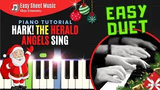 Hark! the Herald Angels Sing - Easy Christmas Piano Duet I Sheet Music for Beginners SLOW Tutorial