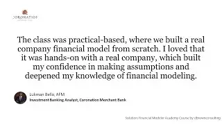 Financial Modeling Academy Testimonial by Lukman Bello, AFM