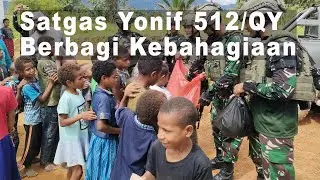 Peduli Sesama, Satgas Yonif 512/QY Berbagi Kebahagiaan dengan Jemaat Gereja di Kampung Somografi