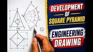 Development of square pyramid | Engineering Drawing