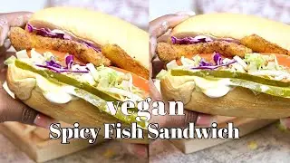 Vegan Spicy Fish Sandwich Hearts of Palm | Pretty Brown Vegan