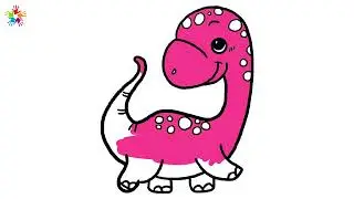 How to draw a dinosaur. Dinosaur drawing for kids and toddlers..