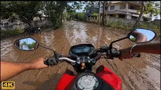 4K POV Riding my bike in village Muddy roads | Honda CB Hornet 160R | Pure Engine Sound | ASMR
