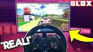 USING A RACING WHEEL to DRIVE in ROBLOX! *WORKING* (Ultimate Driving with Racing Wheel)