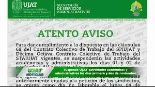 Suspende UJAT actividades académicas y administrativas los días 1, 2 y 4 de noviembre