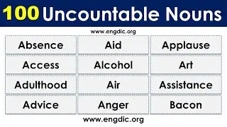 Uncountable Nouns List |Countable and Uncountable Nouns in English
