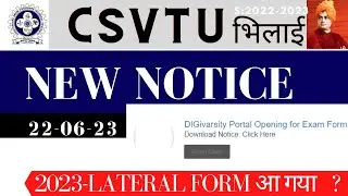 🔴Lateral Exam Form For Diploma 6th Sem | CSVTU