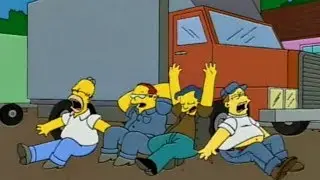 Los Simpson - Homer holgazaneando con los camioneros