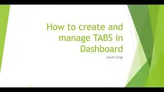 How to create and manage Tabs in Dashboards | ServiceNow