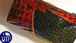 Косметичка из кусочков кожи_