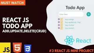 Create a Todo List App Project in ReactJS from Scratch in Urdu/Hindi/React mini Project #3