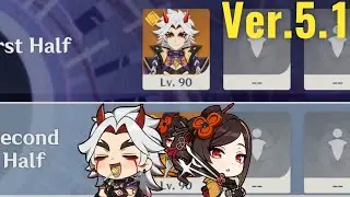 【原神】Ver.5.1 荒瀧一斗＆千織の両単騎で螺旋12層 星9クリア/ Ver.5.1 Spiral Abyss Floor 12  Itto ＆ Chiori ☆9 Stars