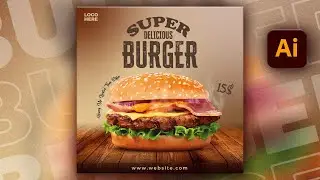 Illustrator CC Tutorial | Graphic Design |  Fast Food Poster Design for Beginners 🍔⚡.