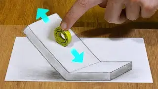Обман зрения Куда покатится колесо ? 3Д трамплин иллюзия 3D art