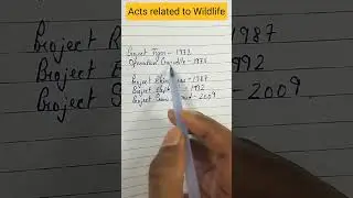 Important Acts related to Wildlife || 