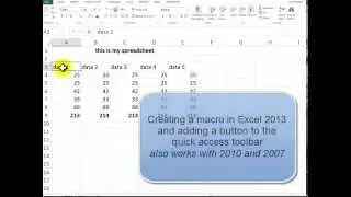 Creating a macro in Excel and adding a button to quick access toolbar