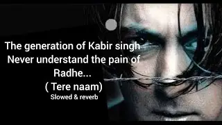 The Generation of kabir singh never understand the pain of RADHE TERE NAAM(Slowed+Reverb)DarshLyrics