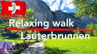 Relaxing walk and music in Switzerland nature, a scenic Lauterbrunnen walk for study and focus