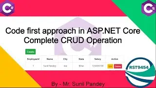 .NET Core MVC CRUD Code First Approach Using Entity framework CRUD Operation(Hindi) 