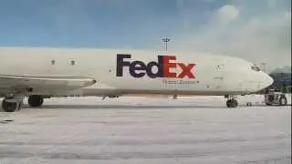 Fedex Plane Lands at Merrill Field in Anchorage Alaska