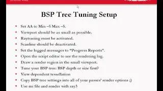 Rendering: BSP tree tuning setup