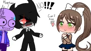 Can I kiss you meme Ft: Ink Bendy, Monika, and Sans/ BendyxMonika (My AU)!