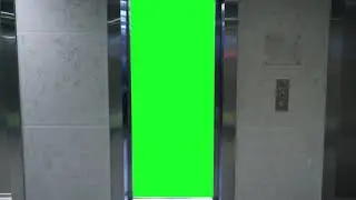 Office elevator with a green screen