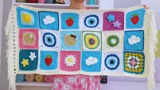 Crochet Vlog🩷I made this blanket with the motifs I had (crochet with bebe)