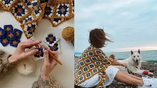 💥 EFFECTIVE crochet scarf from multi-colored granny squares