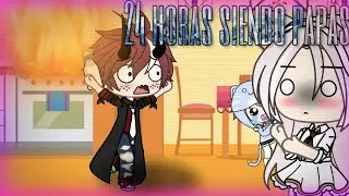 24 horas siendo papás 👪✨🌺/Roxi gacha/Gacha life/reto